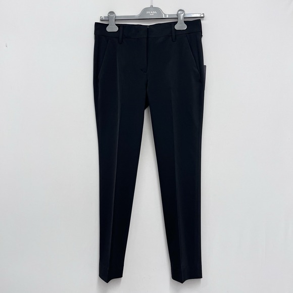Prada Milano Pants Straight Leg NWT Black Polyester & Elastan W/ Prada Hanger 36 - Picture 1 of 11